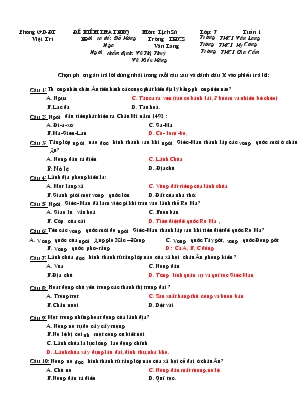 Đề 1 kiểm tra môn lịch sử lớp 7 tuần 1